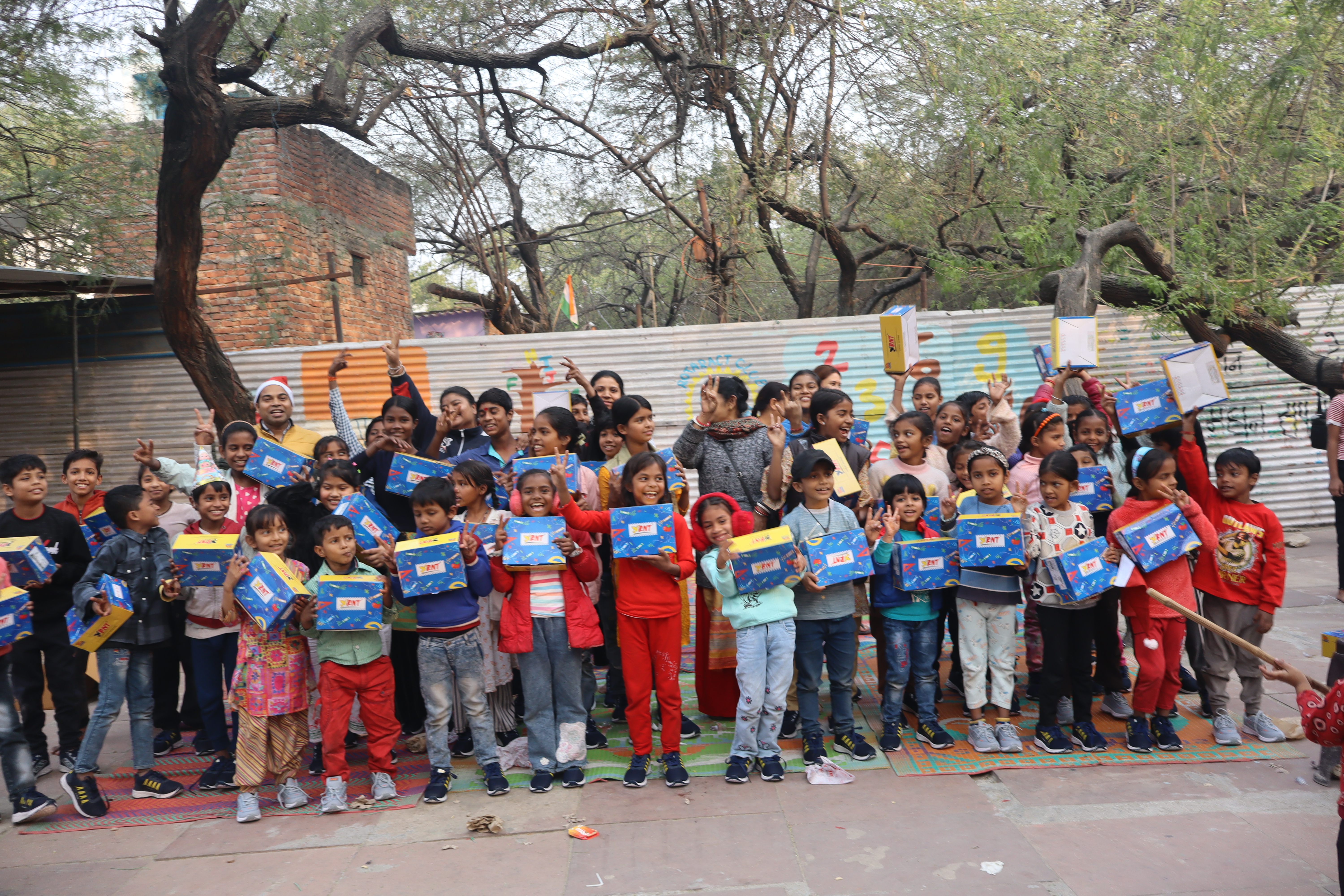 Children receiving eye care from LensKart Foundation