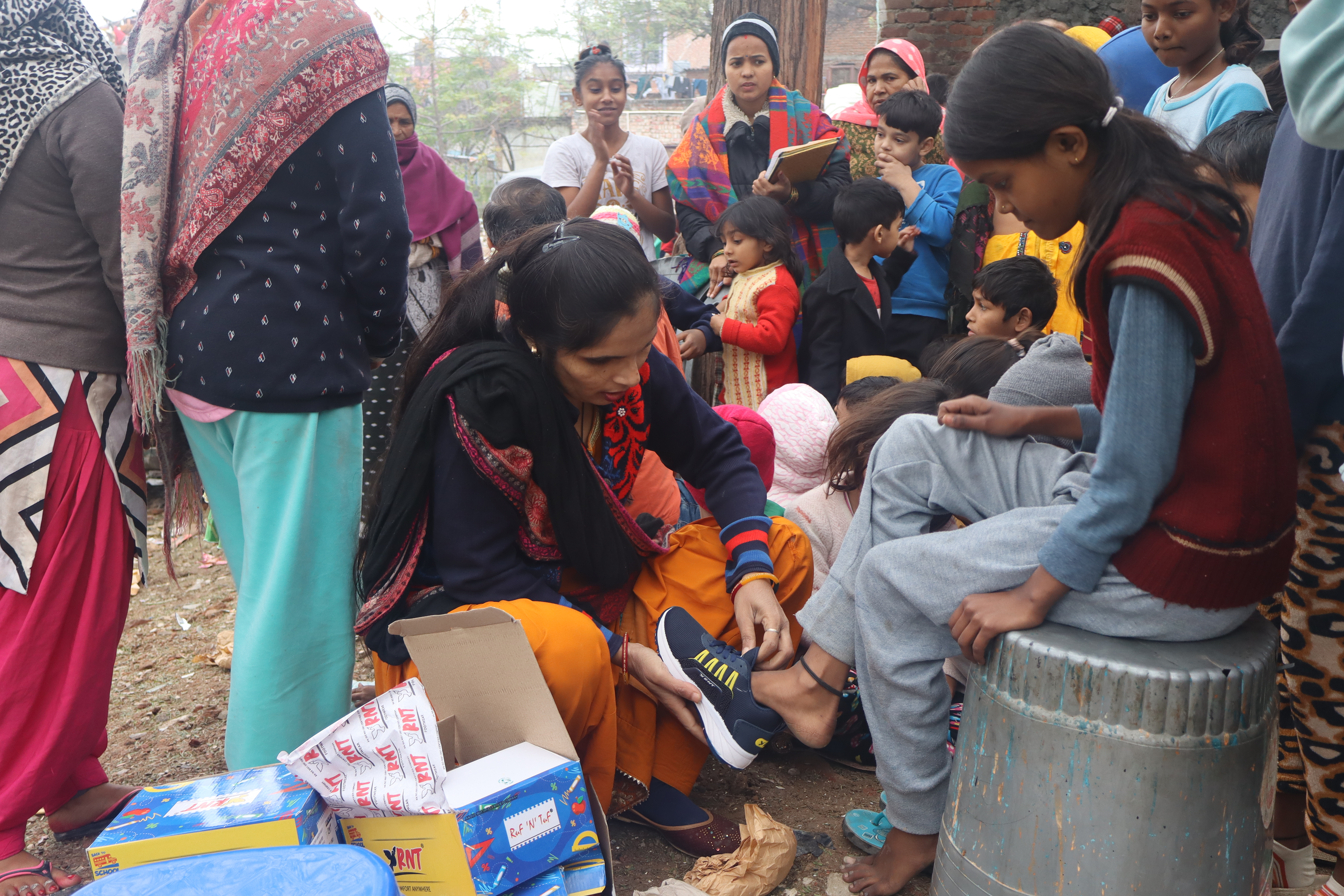 Children receiving eye care from LensKart Foundation